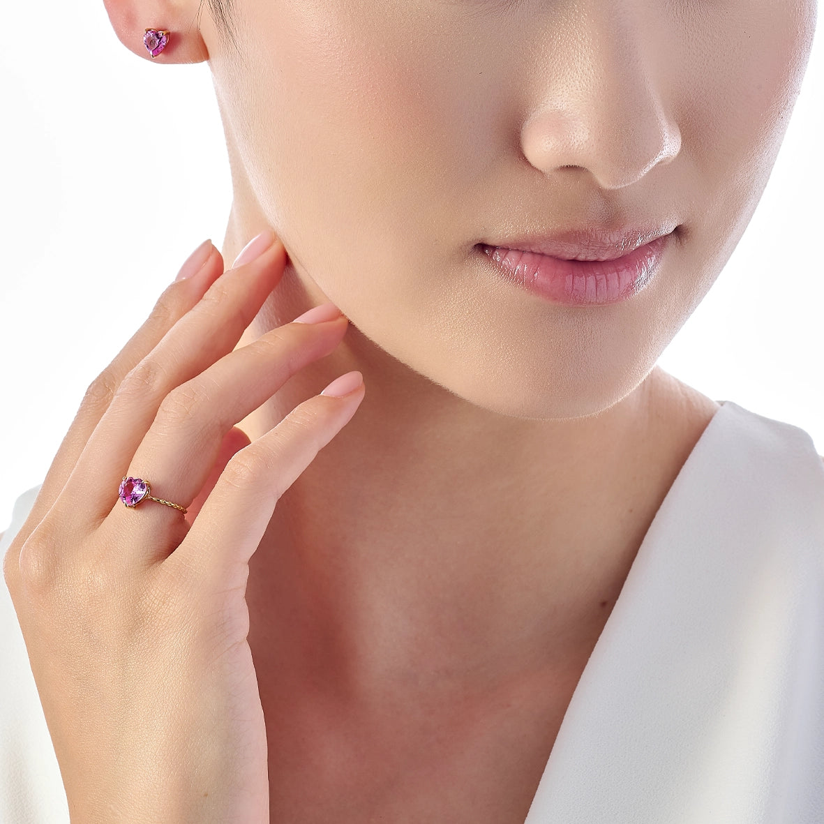 Mini Pink Sapphire Heart Ring